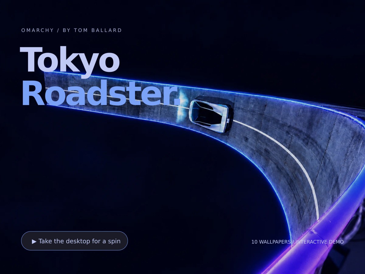 Tokyo Roadster desktop preview with a blue-violet illuminated wall ride
